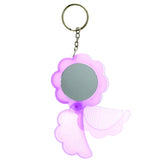 Flower Mirror Grape Lipgloss Comb Split-Ring-Keychain Purple/Silver-Tone