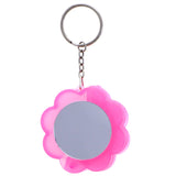 Flower Mirror Strawberry Lipgloss Comb Split-Ring-Keychain Pink/Silver-Tone