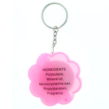 Flower Mirror Strawberry Lipgloss Comb Split-Ring-Keychain Pink/Silver-Tone