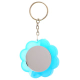 Flower Mirror Blueberry Lipgloss Comb Split-Ring-Keychain Blue/Silver-Tone
