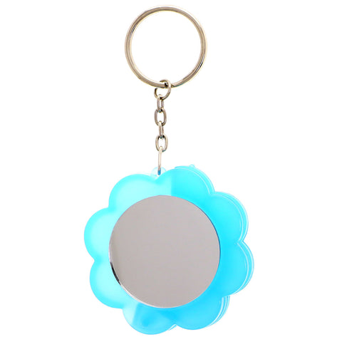 Flower Mirror Blueberry Lipgloss Comb Split-Ring-Keychain Blue/Silver-Tone