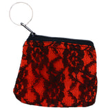 Split-Ring Flower Coin-Purse-Keychain Red/Black