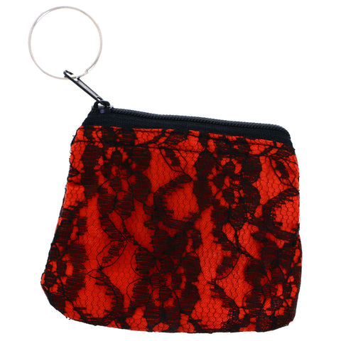 Split-Ring Flower Coin-Purse-Keychain Red/Black