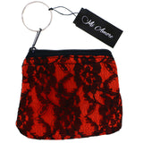 Split-Ring Flower Coin-Purse-Keychain Red/Black