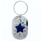 Courage Star Split-Ring-Keychain Silver-Tone/Blue