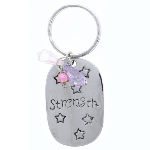 Strength Liberty Freedom Joy Unity Star Split-Ring-Keychain Silver-Tone/Pink