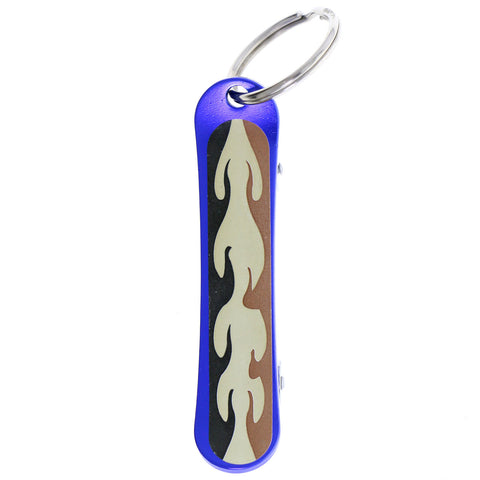 Skateboard Flames Split-Ring-Keychain Blue/Brown