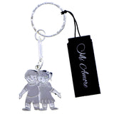 Boy and Girl Best Friends Split-Ring-Keychain Silver-Tone
