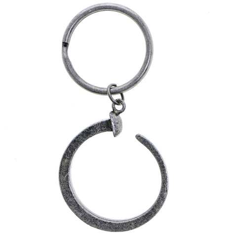 Antiqued Religious John 3:15 Nail Split-Ring-Keychain Silver-Tone