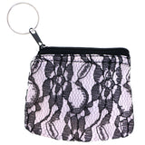 Split-Ring Flower Coin-Purse-Keychain White/Black