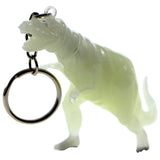 Glow in the Dark T Rex Hidden Pen Split-Ring-Keychain White/Silver-Tone