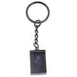 Flower 3D Laser Etching Split-Ring-Keychain Clear/Silver-Tone