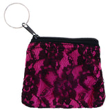 Split-Ring Flower Coin-Purse-Keychain Pink/Black