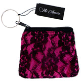 Split-Ring Flower Coin-Purse-Keychain Pink/Black