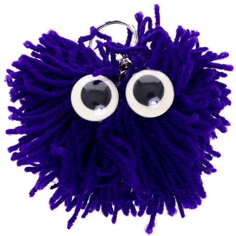 Googly-Eyed Yarn Monster Split-Ring-Keychain Purple