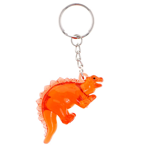 Stegosaurus Dinosaur Split-Ring-Keychain Orange/Clear