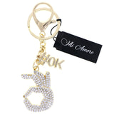 Hand HASHTAG OK Split-Ring-Keychain W/ Trigger-Snap Gold-Tone/Silver-Tone