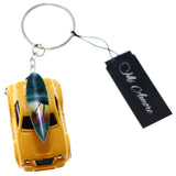 Wind-Up Car Surf Board Beach Scene Split-Ring-Keychain Yellow/Green