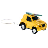 Wind-Up Car Surf Board Beach Scene Split-Ring-Keychain Yellow/Green