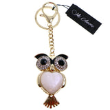 Owl Split-Ring-Keychain W/ Trigger-Snap Gold-Tone/White