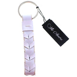 Braided Split-Ring-Keychain White/Silver-Tone