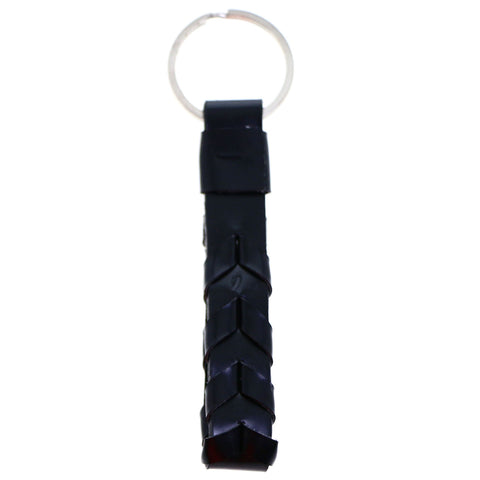 Braided Split-Ring-Keychain Black/Silver-Tone