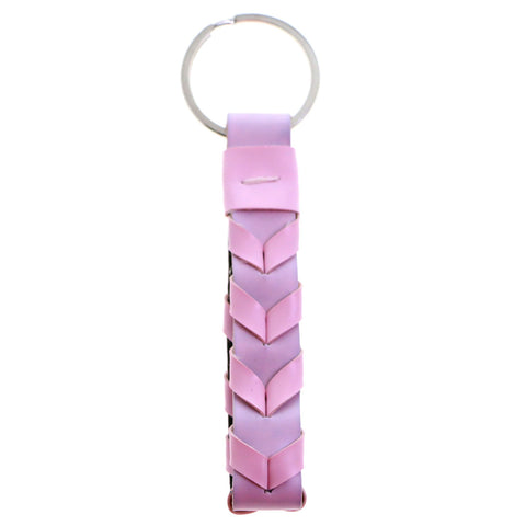 Braided Split-Ring-Keychain Pink/Silver-Tone
