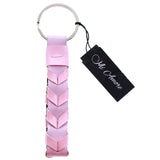 Braided Split-Ring-Keychain Pink/Silver-Tone