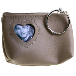 Coin-Purse Picture-Frame-Keychain Brown/Silver-Tone