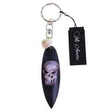 Skull Surf Board Shell Split-Ring-Keychain Black/White