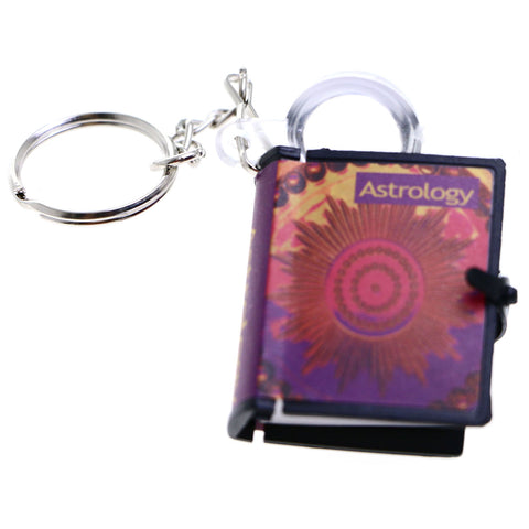 Mini Astrology Book Includes Magnifying Glass Split-Ring-Keychain Purple/Red