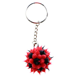 Squishy Spike Ball Split-Ring-Keychain Red/Black