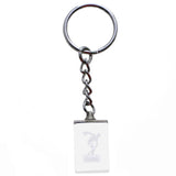 3D Laser Etching Basketball Player Dribble Split-Ring-Keychain Clear/White