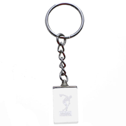 3D Laser Etching Basketball Player Dribble Split-Ring-Keychain Clear/White