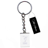 3D Laser Etching Basketball Player Dribble Split-Ring-Keychain Clear/White
