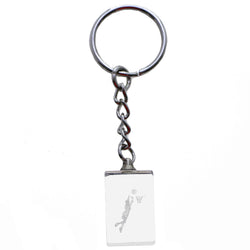 3D Laser Etching Basketball Player Dunk Split-Ring-Keychain Clear/White