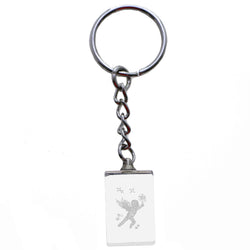 3D Laser Etching Cherub Birds Split-Ring-Keychain Clear/White