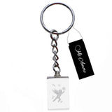 3D Laser Etching Cherub Birds Split-Ring-Keychain Clear/White
