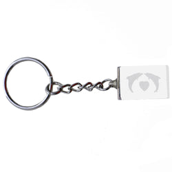 3D Laser Etching Dolphins Heart Split-Ring-Keychain Clear/White