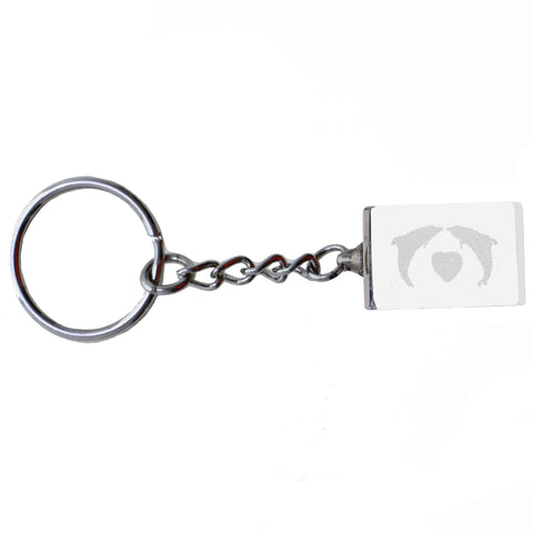 3D Laser Etching Dolphins Heart Split-Ring-Keychain Clear/White