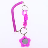 Flower  Mirror Stretch Lobster-Clasp-Keychain Pink/Silver-Tone