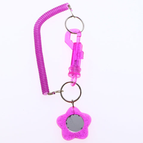 Flower  Mirror Stretch Lobster-Clasp-Keychain Pink/Silver-Tone