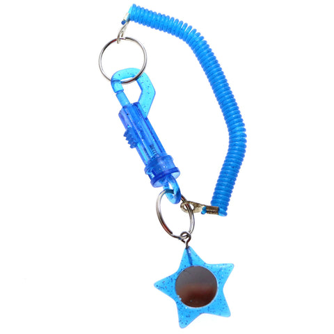 Star Mirror Stretch Lobster-Clasp-Keychain Blue/Silver-Tone