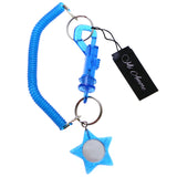 Star Mirror Stretch Lobster-Clasp-Keychain Blue/Silver-Tone