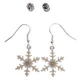 Mi Amore Winter Snowflake Glitter Multiple-Earring-Set Silver-Tone & White