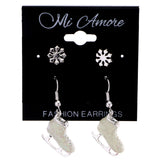 Mi Amore Winter Snowflake Glittery Ice Skates Multiple-Earring-Set Silver-Tone & Pink