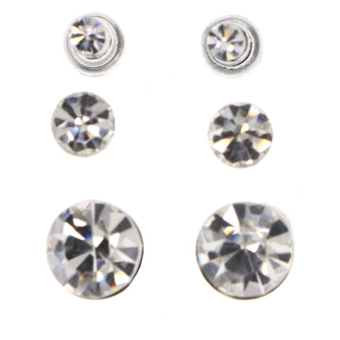 Mi Amore Set of 3 Multiple-Earring-Set Silver-Tone