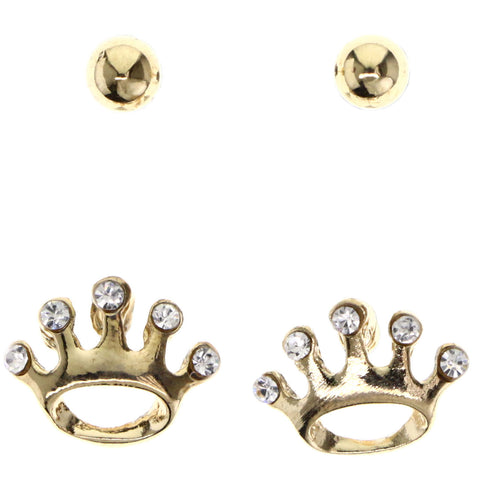 Mi Amore Crown Multiple-Earring-Set Gold-Tone