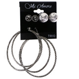 Antiqued Post and Hoop Multiple-Earring-Set Silver-Tone/Black