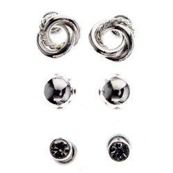 Mi Amore Knot Stud-Earrings Silver-Tone